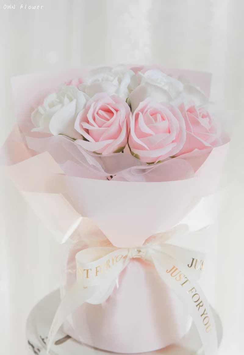 粉玫瑰花束/香皂花束/香皂花/生日花束/情人節花束/驚喜禮物/花束