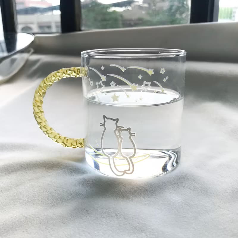 【萌寵來襲】幸福貓咪玻璃杯-伴 送軟木杯墊