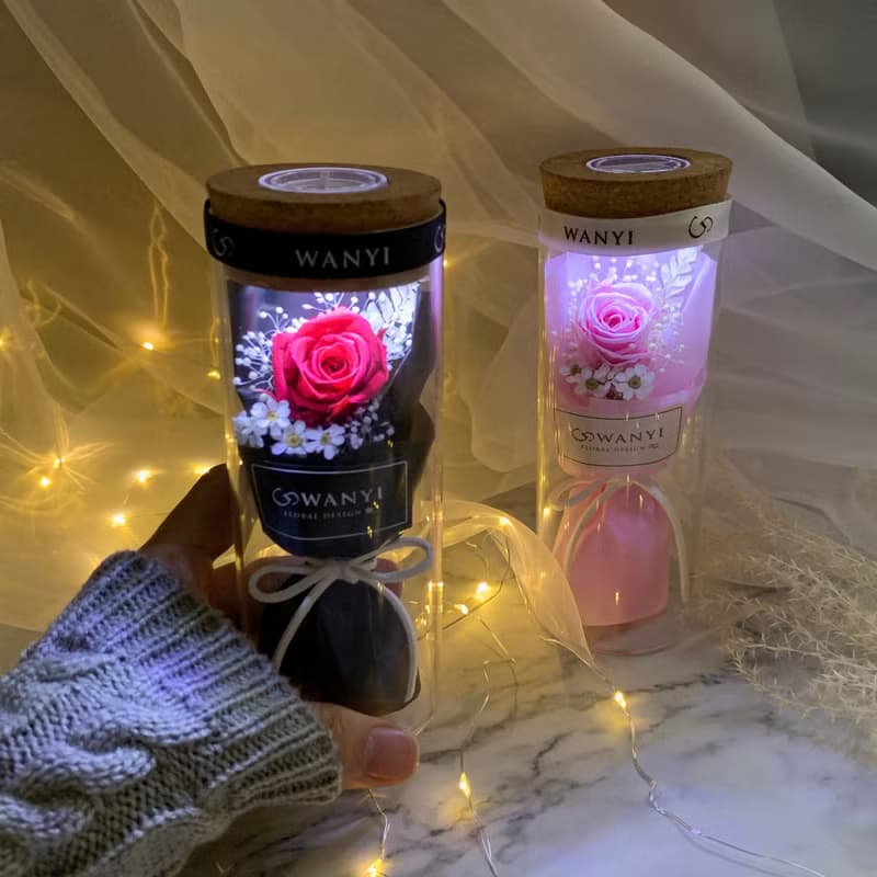 玻璃罐玫瑰小花束 乾燥花 聖誕禮物 永生花 送禮 情人節 附包裝教