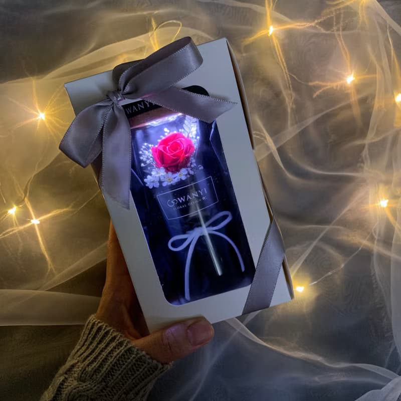 玻璃罐玫瑰小花束 乾燥花 聖誕禮物 永生花 送禮 情人節 附包裝教