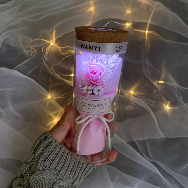 玻璃罐玫瑰小花束 乾燥花 聖誕禮物 永生花 送禮 情人節 附包裝教