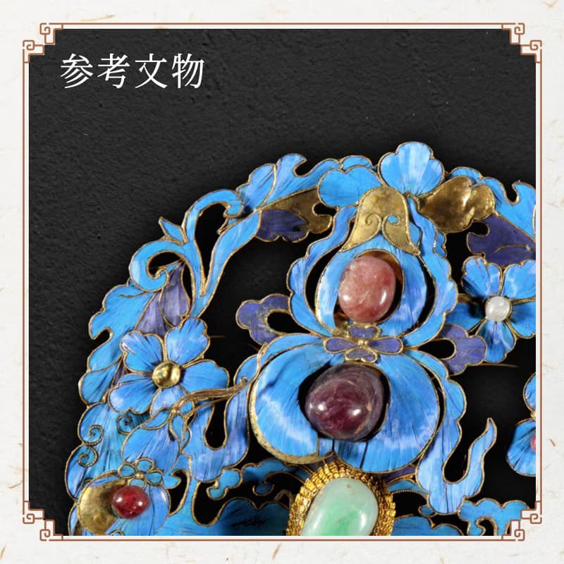 【文物複刻款】手工製作 銀鍍金點翠工藝八寶葫蘆耳夾 可改為耳環