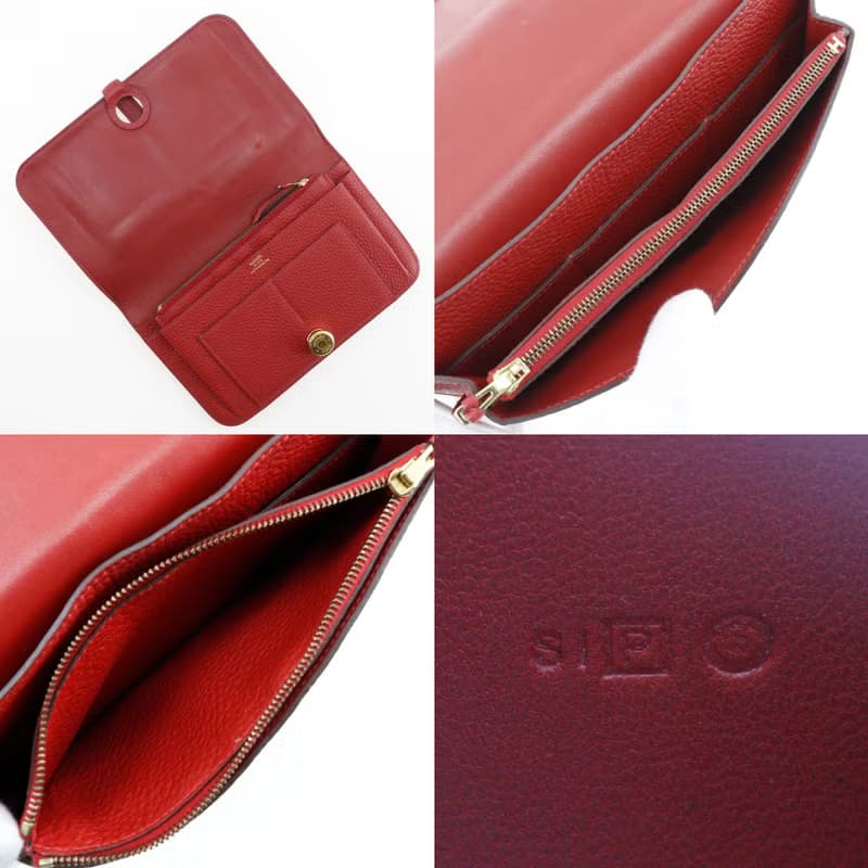 【日本直送】エルメス HERMES ドゴン 長財布 トゴ 赤/ゴールド金具  レディース【中古】