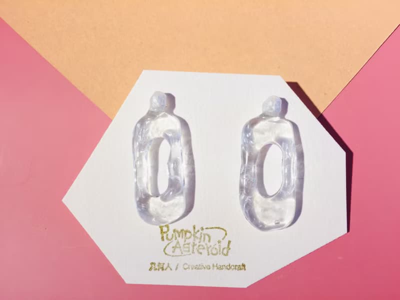 簡約風 不規則透明 百搭珍珠圈圈耳飾\耳釘