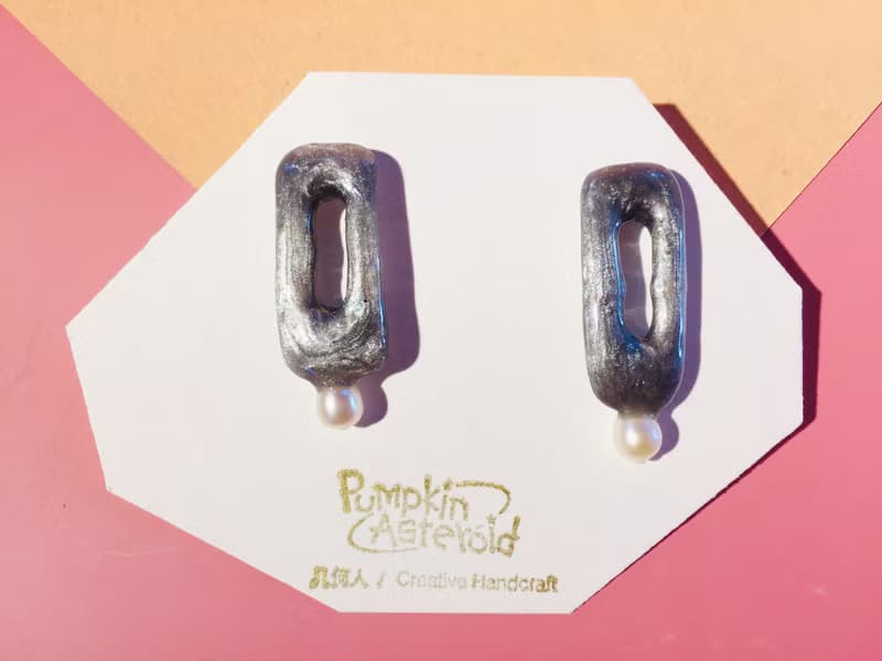 簡約風 不規則透明 百搭珍珠圈圈耳飾\耳釘