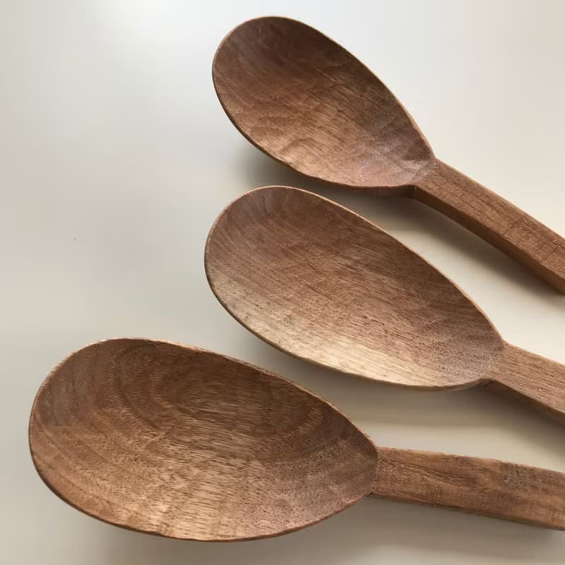 クルミの鋸目のサーバースプーン　レンゲタイプL