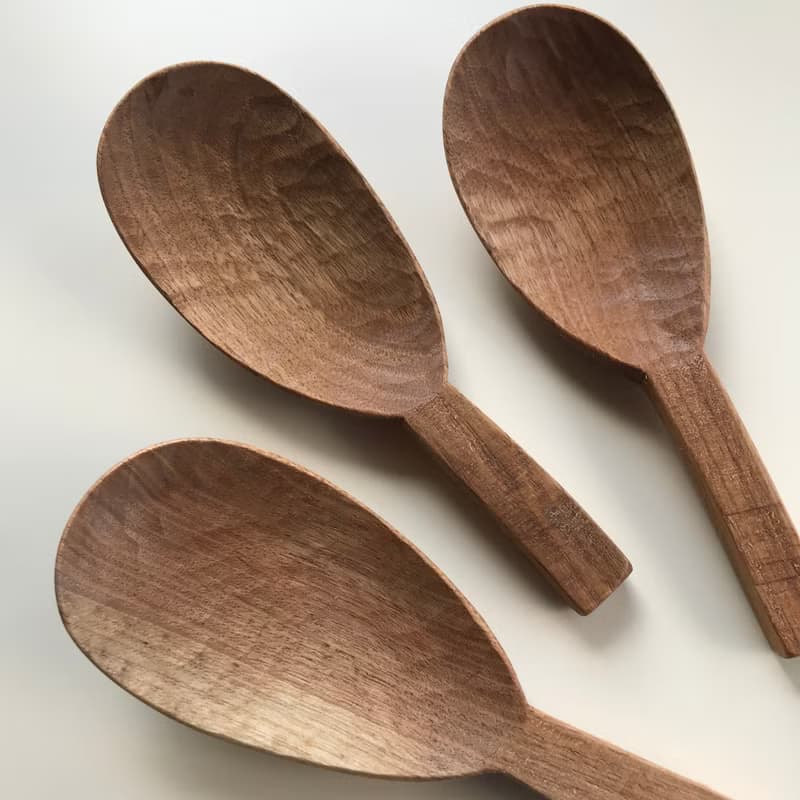 クルミの鋸目のサーバースプーン　レンゲタイプL