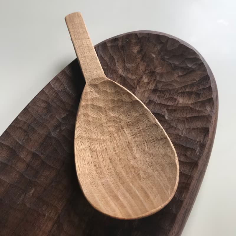 クルミの鋸目のサーバースプーン　レンゲタイプL