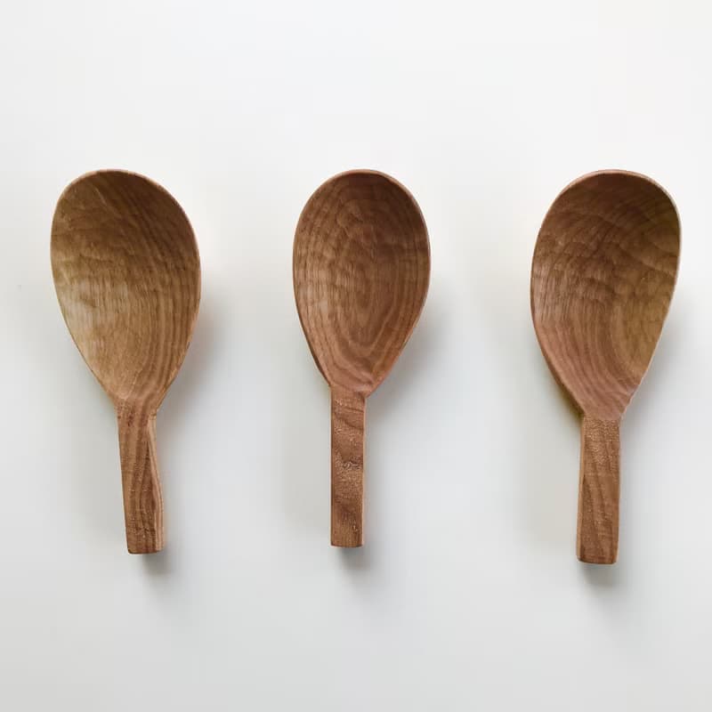 クルミの鋸目のサーバースプーン　レンゲタイプL