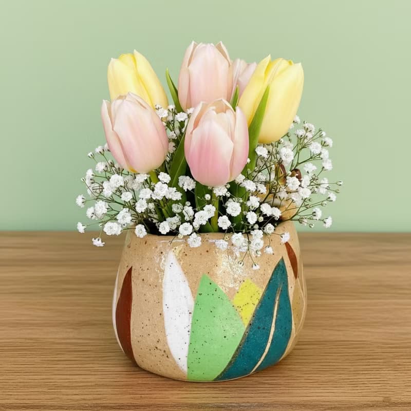 A Lu 小狐狸陶花器 擺飾/原創手作手繪/美國進口陶土 僅此一件