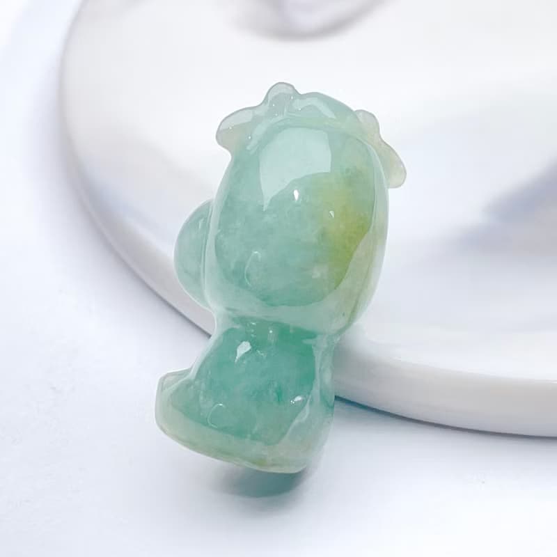冰綠飄黃花翡翠乳牛吊飾 | 天然緬甸翡翠A貨 | 送禮