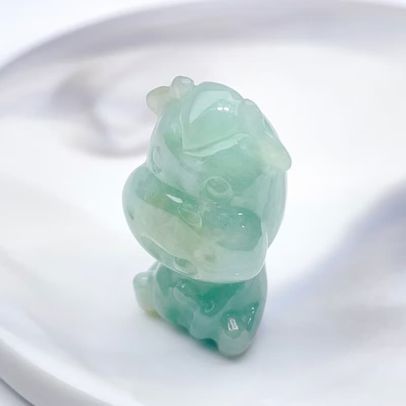 冰綠飄黃花翡翠乳牛吊飾 | 天然緬甸翡翠A貨 | 送禮