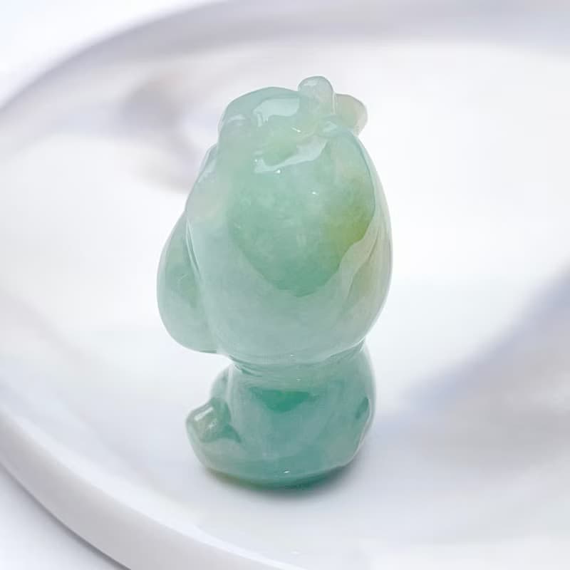 冰綠飄黃花翡翠乳牛吊飾 | 天然緬甸翡翠A貨 | 送禮