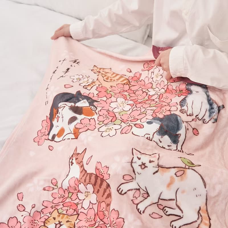 九貓祈福空調毯-櫻花【HitoCat 吉豆貓】情人節 新年禮物 暖暖