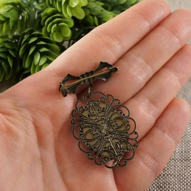 Lady Girl Cameo Victorian Epoch Vintage Bronze Bow Brooch Pin Woman Jewelry Gift