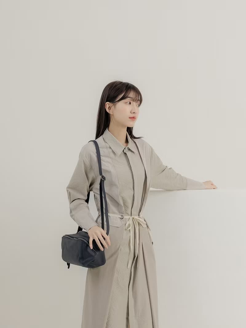 supportingrole 真皮當代風格優雅肩側背包 藍