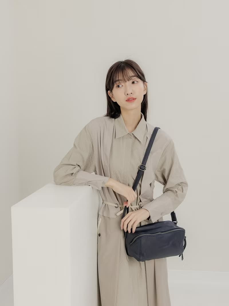 supportingrole 真皮當代風格優雅肩側背包 藍