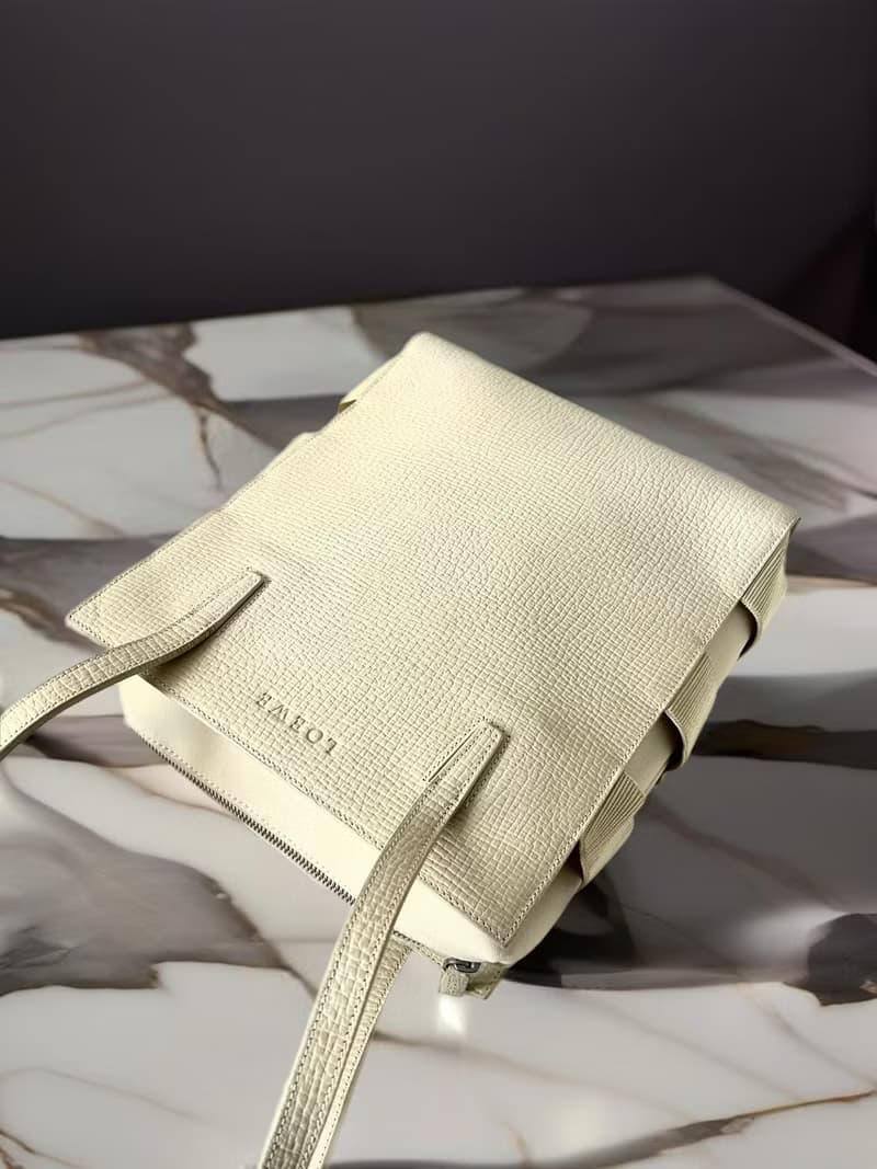 稀有中古二手Loewe米白分層復古包皮革托特包側背孭單肩小包手袋