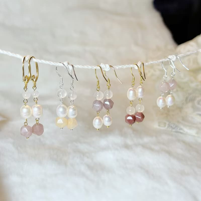 天然珍珠、金絲玉耳鉤丨優雅系 ‧ 一物一圖 ‧