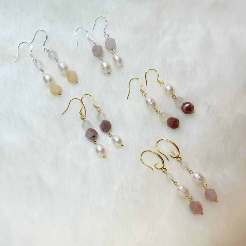 天然珍珠、金絲玉耳鉤丨優雅系 ‧ 一物一圖 ‧