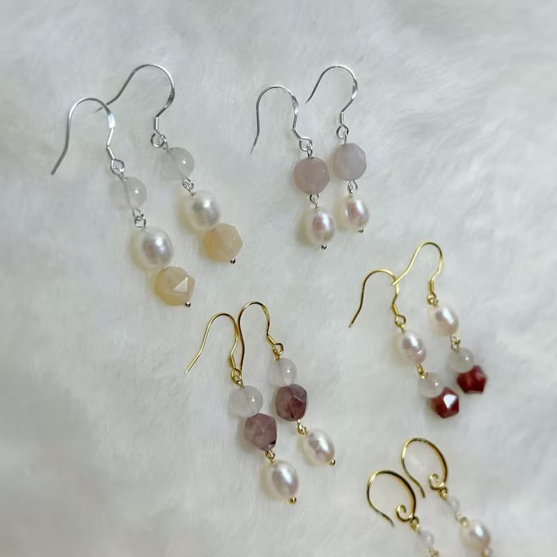 天然珍珠、金絲玉耳鉤丨優雅系 ‧ 一物一圖 ‧