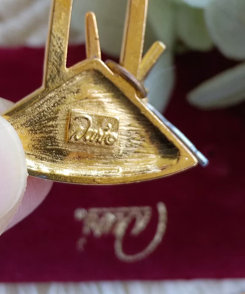 Vintage Jewelry 西洋古董飾品 Duri 金色調 啞光三角 針式耳環