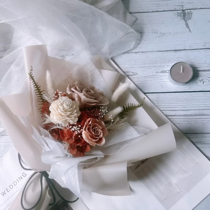 永生花花束 不凋花 乾燥花 生日 告白花束