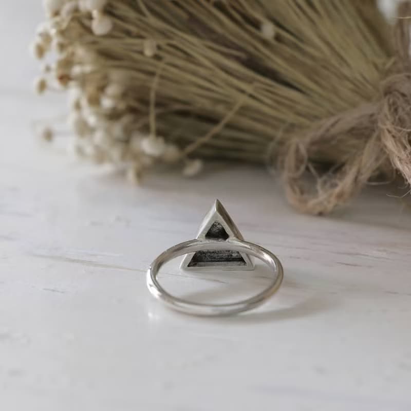 triangle Geometry Minimal ring handmade lady women Girl silver stacking modern