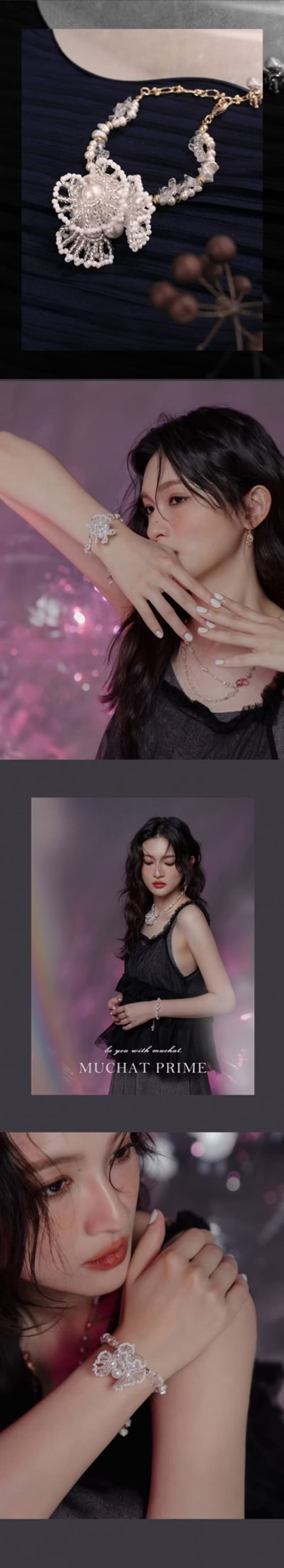 緋紅篇章。MUCHAT手作14KGP施華洛水晶珍珠手鍊