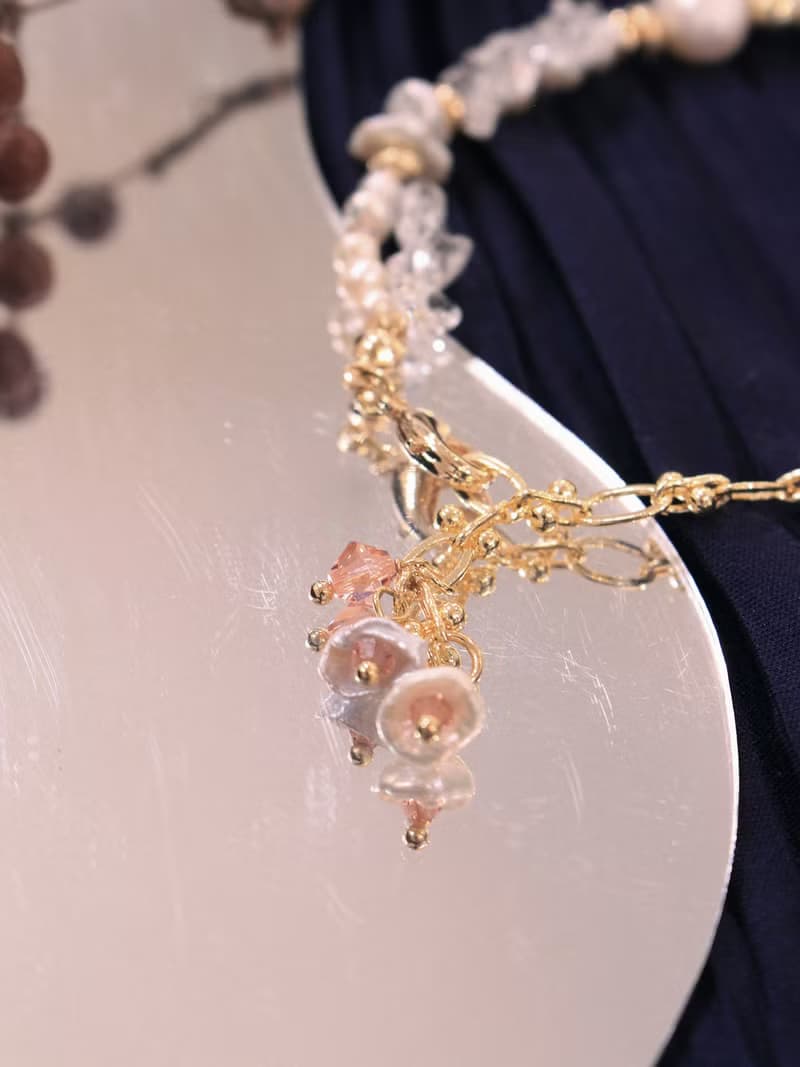 緋紅篇章。MUCHAT手作14KGP施華洛水晶珍珠手鍊