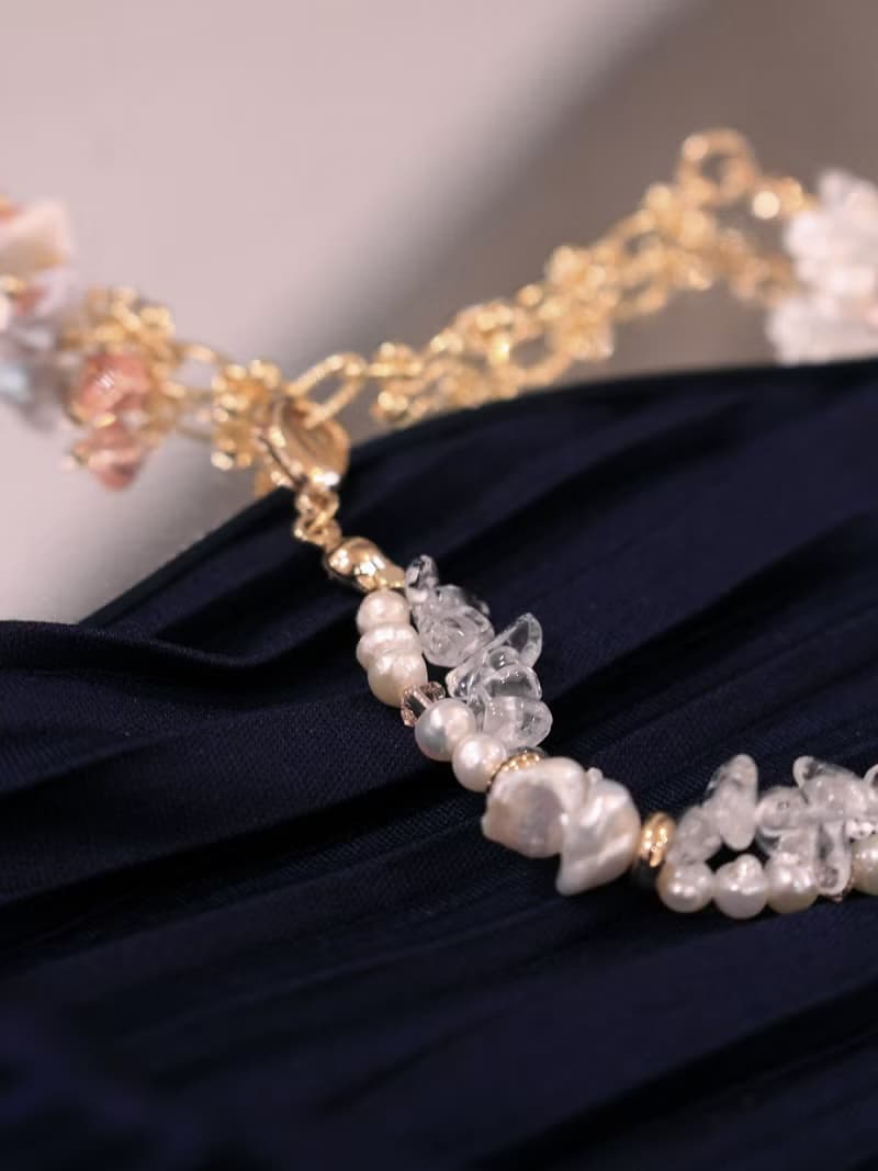 緋紅篇章。MUCHAT手作14KGP施華洛水晶珍珠手鍊