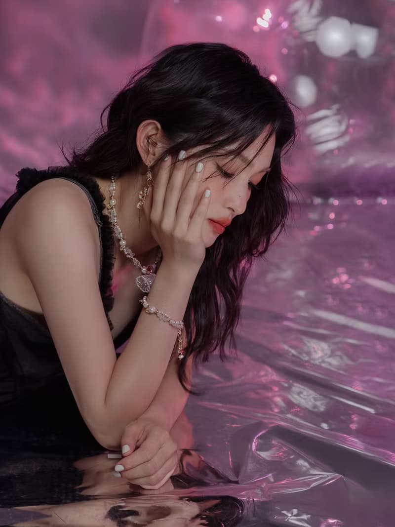 緋紅篇章。MUCHAT手作14KGP施華洛水晶珍珠手鍊