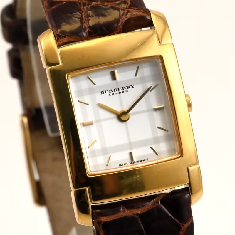 Burberry クォーツ 女性用腕時計 21mm タンク型 ゴールド 5420-H30687 ボックス付き 手錶 古董錶