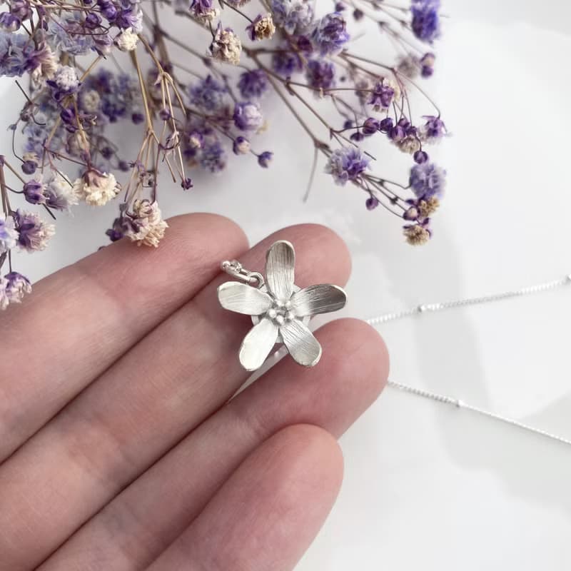 花朵 - 純銀項鍊 細鍊 五瓣花 油桐花