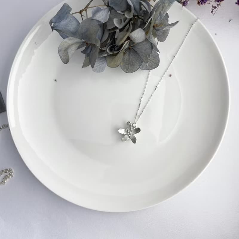 花朵 - 純銀項鍊 細鍊 五瓣花 油桐花