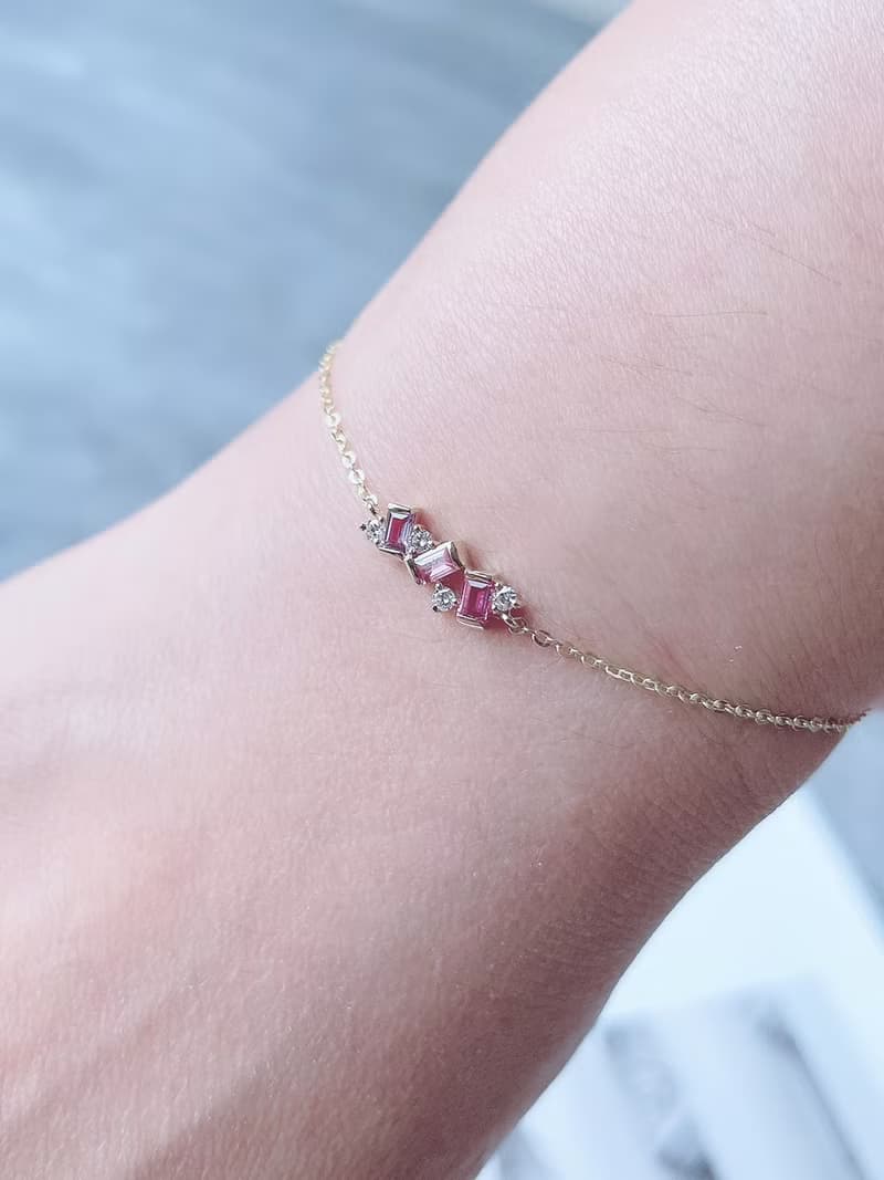 純14K│不規則藍寶鑽石手鍊│