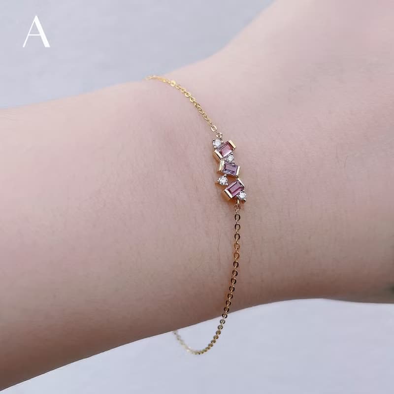 純14K│不規則藍寶鑽石手鍊│