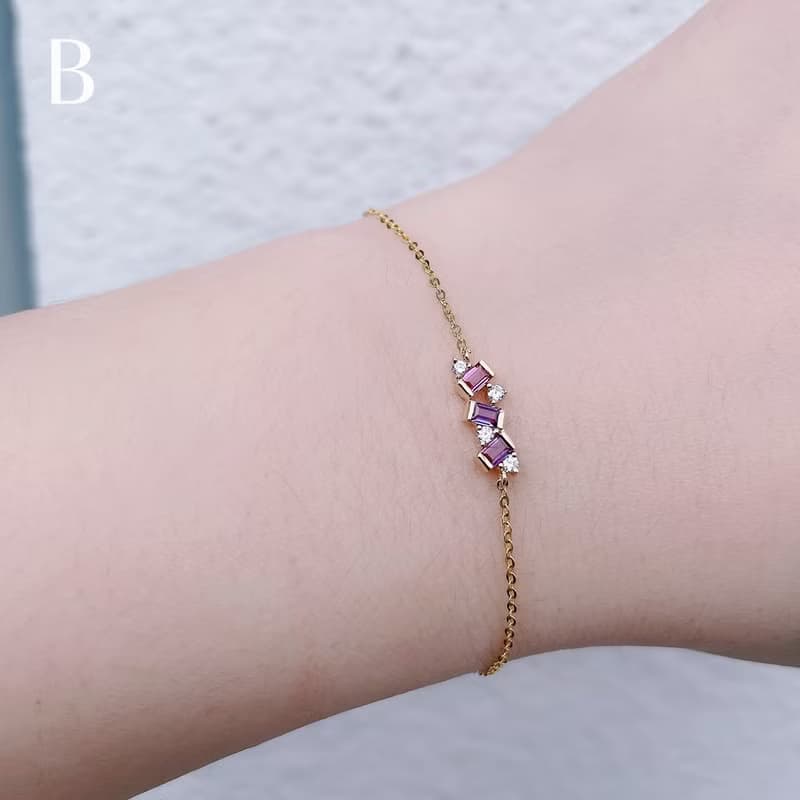 純14K│不規則藍寶鑽石手鍊│