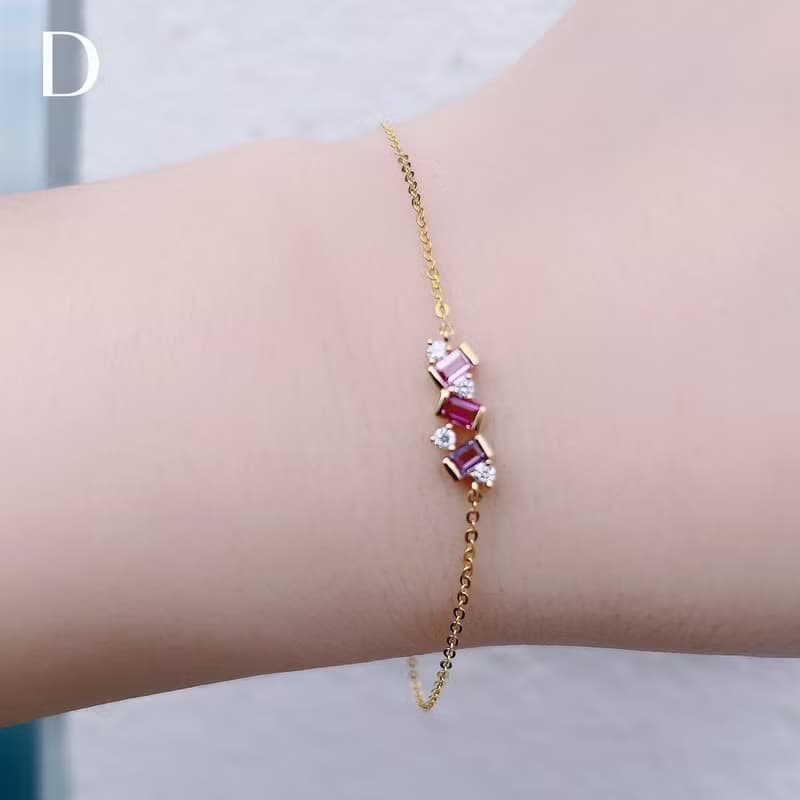 純14K│不規則藍寶鑽石手鍊│