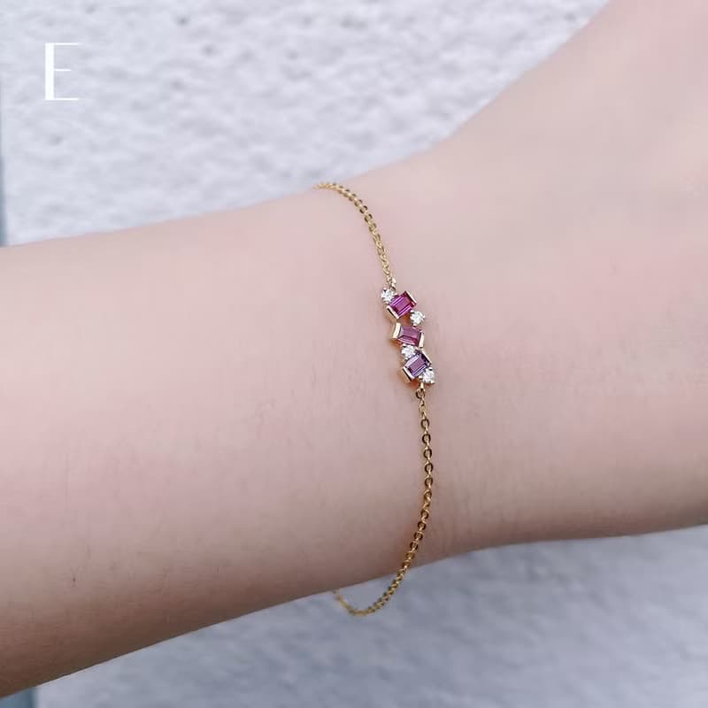 純14K│不規則藍寶鑽石手鍊│