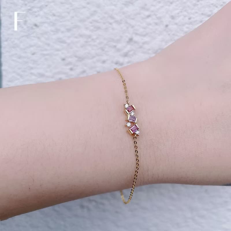 純14K│不規則藍寶鑽石手鍊│