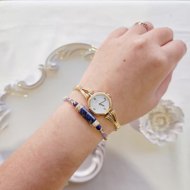 梨花 | 堅定決心藍紋石 珍珠 天然石手鍊 延長鍊 可改磁扣彈性鍊