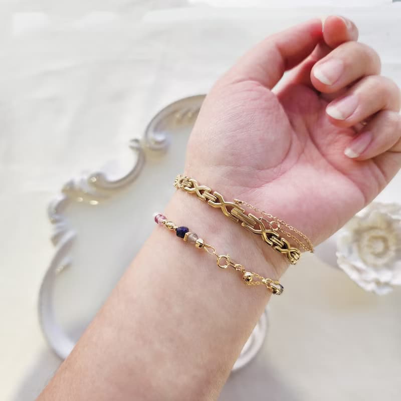 梨花 | 堅定決心藍紋石 珍珠 天然石手鍊 延長鍊 可改磁扣彈性鍊