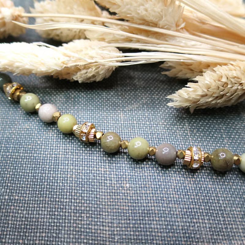 VIIART。綠豆。阿拉善鋯石黃銅手鍊 | 瑪瑙復古手鏈手串洗澡免拆