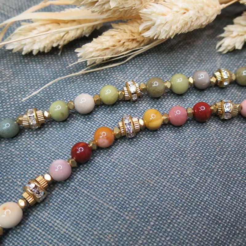 VIIART。綠豆。阿拉善鋯石黃銅手鍊 | 瑪瑙復古手鏈手串洗澡免拆