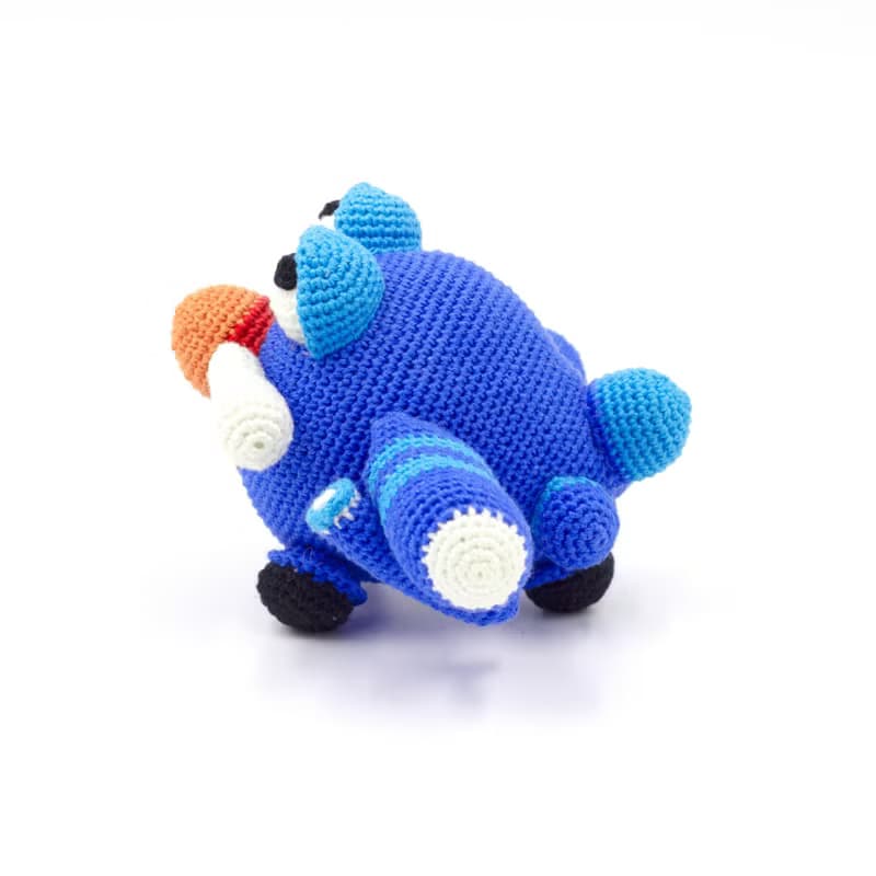 Blue airplane toy, stuffed airplane, crochet jet plane, amigurumi airplane