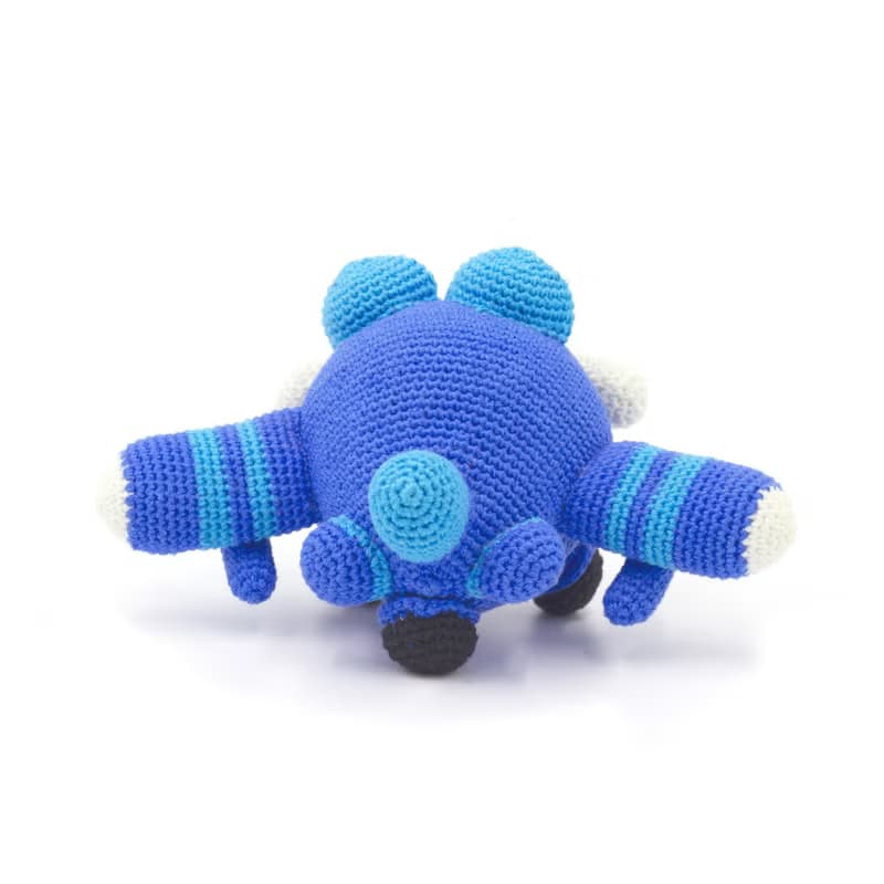 Blue airplane toy, stuffed airplane, crochet jet plane, amigurumi airplane