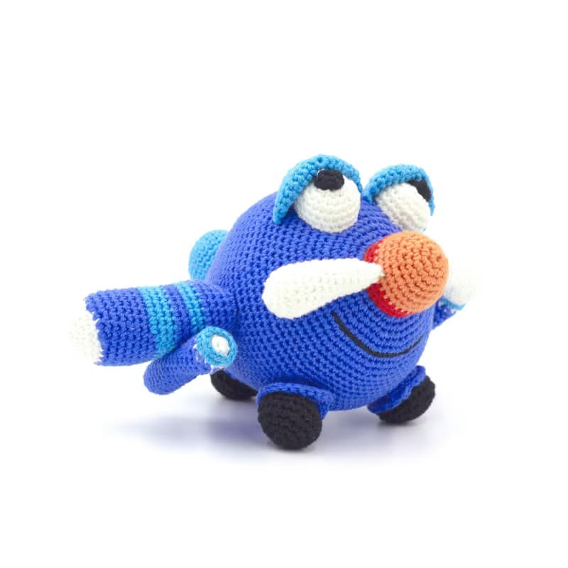 Blue airplane toy, stuffed airplane, crochet jet plane, amigurumi airplane