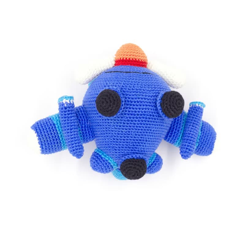 Blue airplane toy, stuffed airplane, crochet jet plane, amigurumi airplane