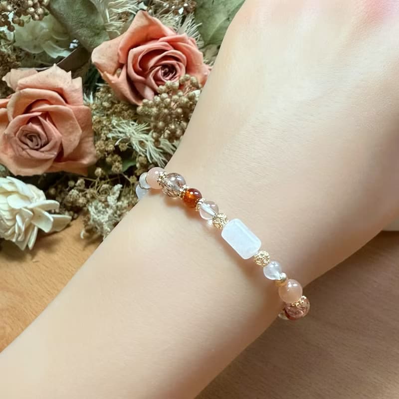 白水晶 黑金超七 橙月光 石榴石 天然水晶手鏈